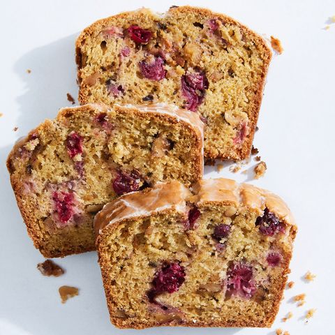 quick bread with cranberries and icing