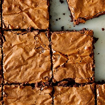brownies in a grid on a marble surface